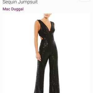 Mac Duggal Black Sequin Jumpsuit